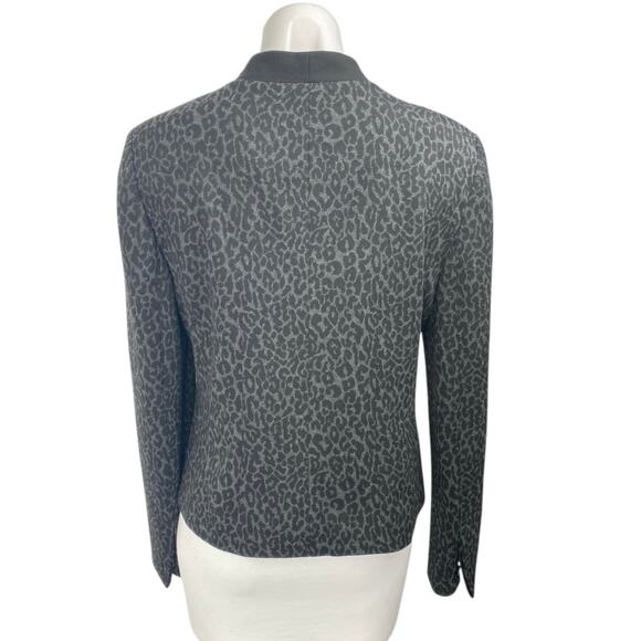 Ann Taylor LOFT Gray Black Leopard Print Long Sleeve Blazer Coat Jacket Size 10 - Picture 2 of 4